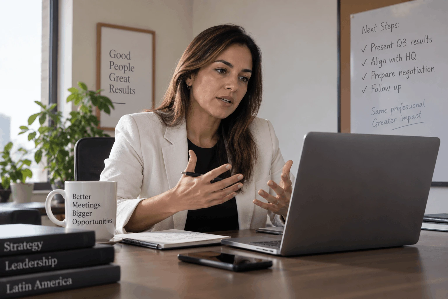Profesional preparándose para una conversación de trabajo en inglés